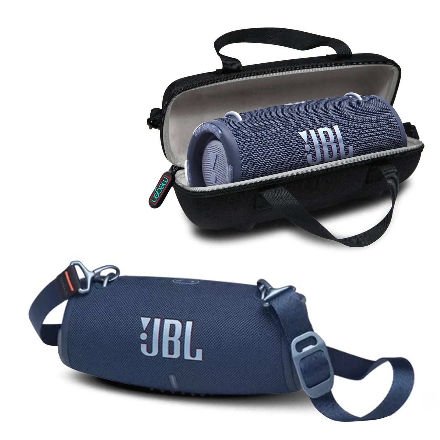 JBL Xtreme 3 Portable Bluetooth Speaker - Powerful Sound & Deep Bass - IP67 Waterproof - Pair with Multiple Speakers - Wireless Speaker Bundle with Megen Protective Hardshell Case (Blue)