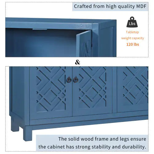 Large Storage Sideboard, 4-door Buffet Cabinet With Pull-tab Handle, Suitable For Living Room, Dining Room