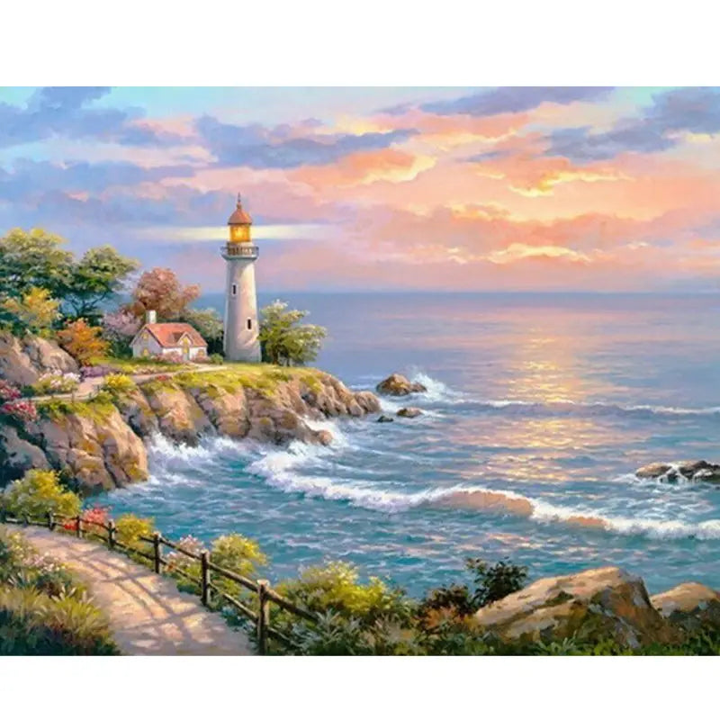 Frameless DIY Diamond Painting Seaside Landscape Art