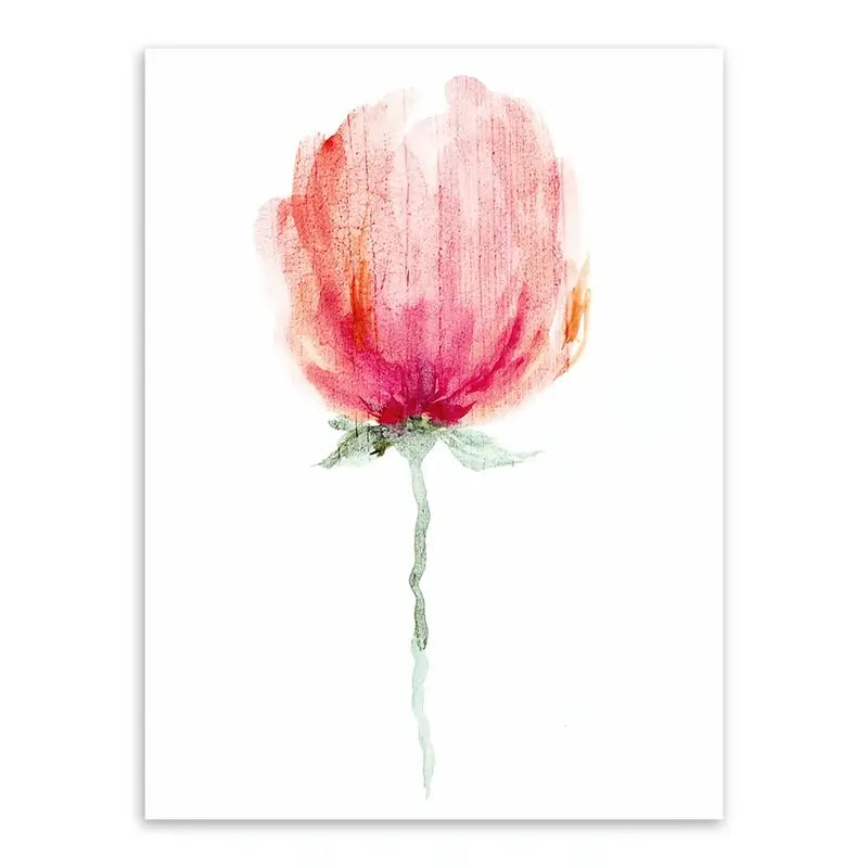 Nordic Floral Canvas Painting - Modern Rose Wall Art
