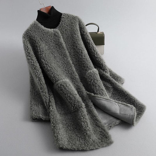 Women's Mid-length Lamb Wool Faux Fur
