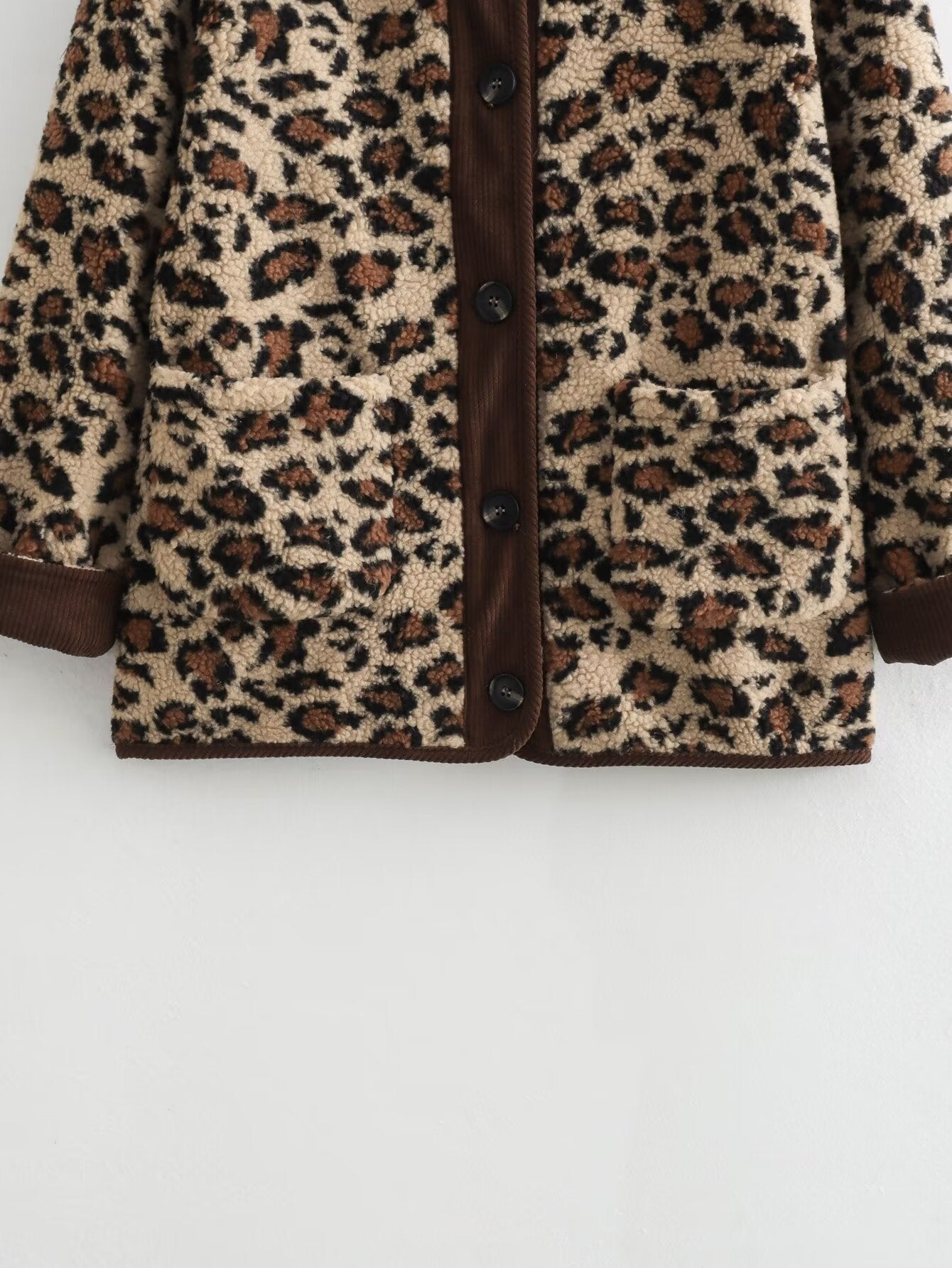 European And American Style Fashion Loose Leopard Print Lamb Wool Coat