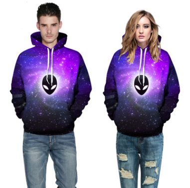Ghost star digital printing fashion big size baseball uniform hooded sweater lovers