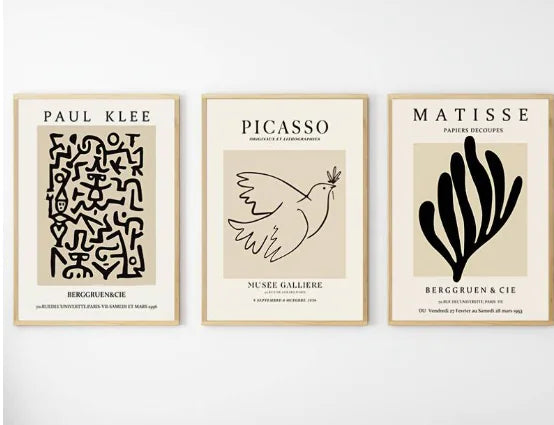 Frameless Abstract Art Prints by Matisse & Picasso (3pcs)