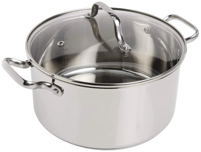 T-fal Performa Stainless Steel Stockpot 9.5 Inch Induction Oven Broiler Safe 500F Lid Safe 350F Pots and Pans Cookware Silver