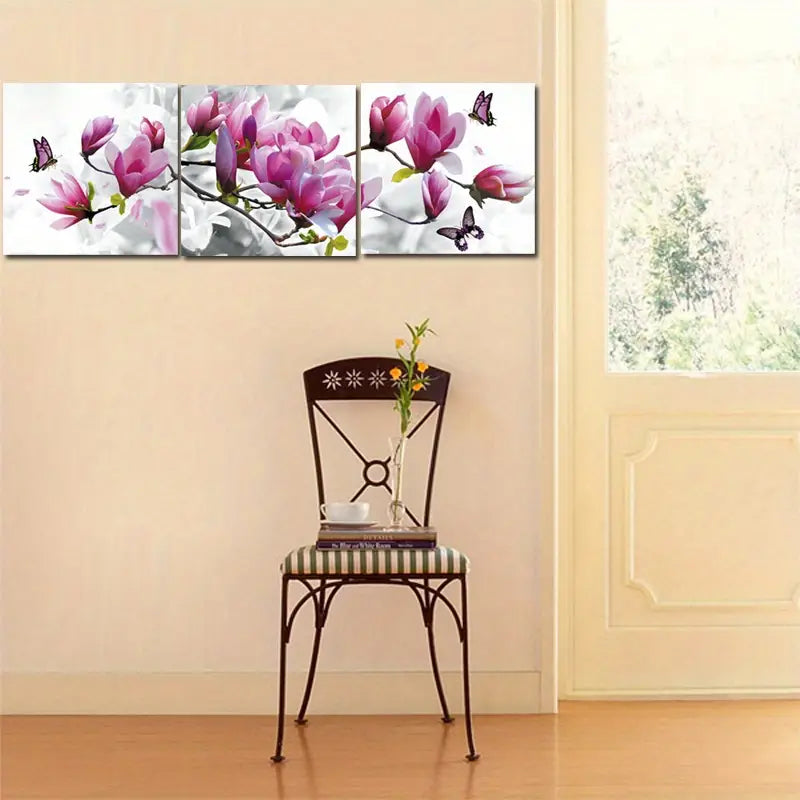 3-Piece Set: Unframed HD Canvas Art of Pink Butterfly