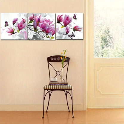 3-Piece Set: Unframed HD Canvas Art of Pink Butterfly