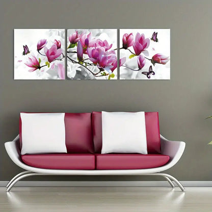 3-Piece Set: Unframed HD Canvas Art of Pink Butterfly
