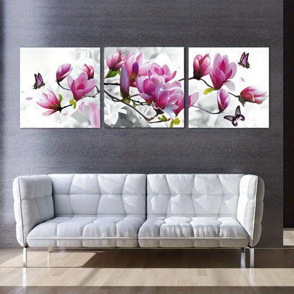 3-Piece Set: Unframed HD Canvas Art of Pink Butterfly