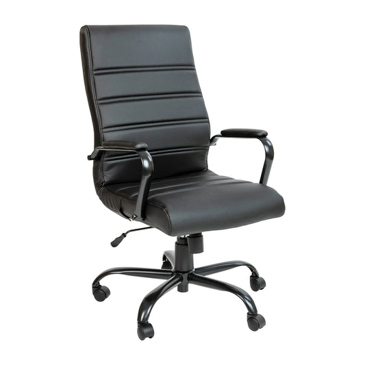 Flash Furniture Whitney High-Back Swivel LeatherSoft Desk Chair with Padded Seat and Armrests Adjustable Height Padded Office Chair Black