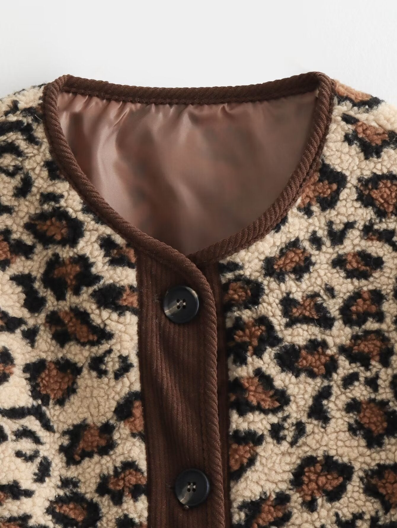European And American Style Fashion Loose Leopard Print Lamb Wool Coat