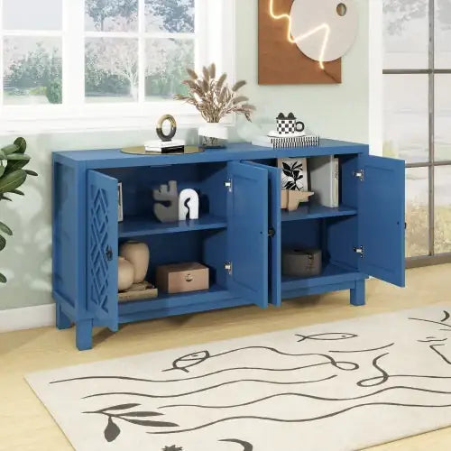 Large Storage Sideboard, 4-door Buffet Cabinet With Pull-tab Handle, Suitable For Living Room, Dining Room
