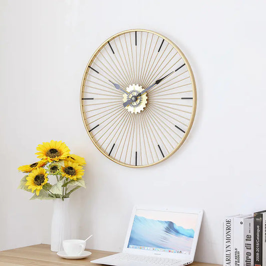 Gold Iron Art Wall Clock - Nordic Minimalist Design