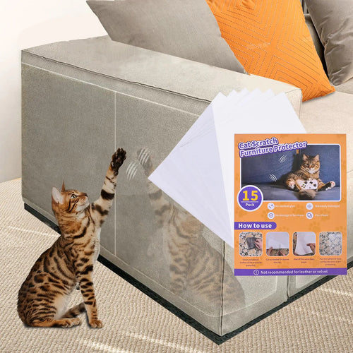 15Pack Cat Scratch Furniture ProtectorCouch Protector from Cat ClawsSingle Side Furniture Protectors from Cats ScratchingCat Scratch Deterrent Furniture Protectors for SofaNo Need for Pins