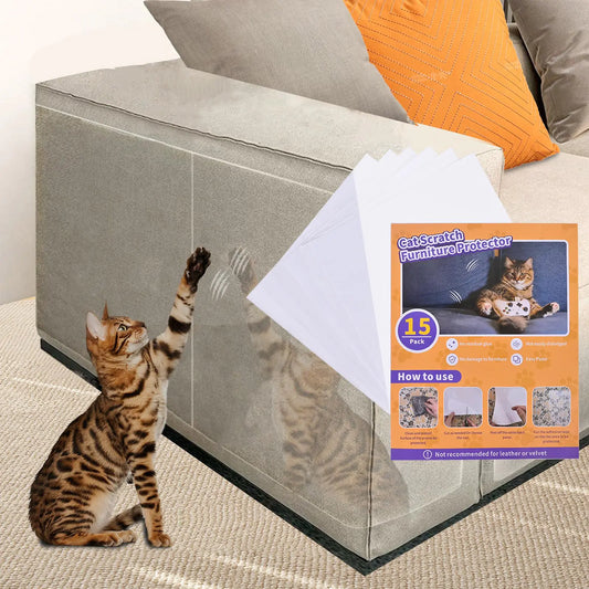 15Pack Cat Scratch Furniture ProtectorCouch Protector from Cat ClawsSingle Side Furniture Protectors from Cats ScratchingCat Scratch Deterrent Furniture Protectors for SofaNo Need for Pins