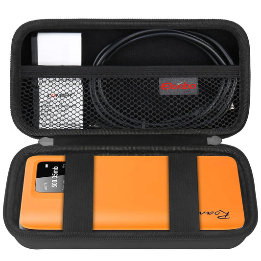 Elonbo Carrying Case for RoamWiFi 4G LTE Mobile Hotspot Router R10 Router Travel Bag Worldwide Portable WiFi Storage Holder Mesh Pocket Fits Cable Black