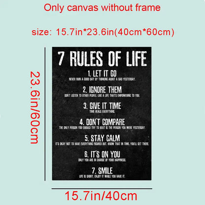 Frameless Wall Poster - 7 Rules of Life Canvas (1pc)