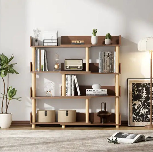 4 Tiers Of Retractable And Rotatable Bookshelves
