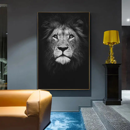 Black and White Animal Canvas Wall Art Poster (1pc)