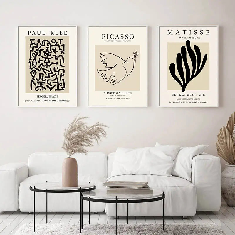 Frameless Abstract Art Prints by Matisse & Picasso (3pcs)
