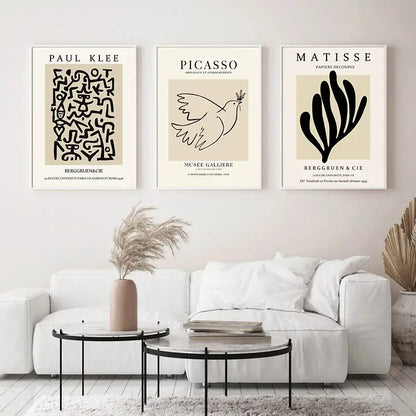 Frameless Abstract Art Prints by Matisse & Picasso (3pcs)