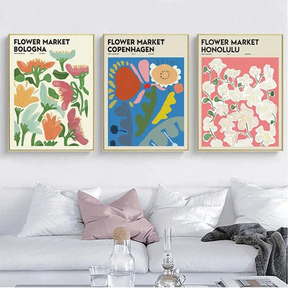 9pcs Frameless Vintage Flower Wall Art Posters (7.9x11.8in)