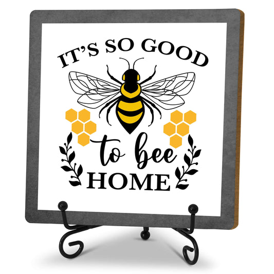 Bee Decorations for Home Spring Honey Bee Decor Beehive Wood Sign Kitchen Decor Bumble Bee Gifts Accessories for Office Bar Bedroom - G09