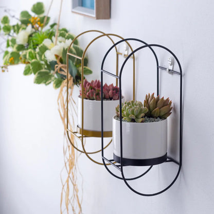 Ceramic Succulent Planter Set with Iron Stand