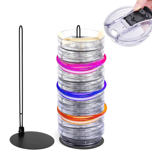XANGNIER Tumbler Lid OrganizerCup Lid Organizer for Kitchen Cabinets StackingWater Bottle Lid Holder for YETI/Stanley/Simple Modern Mug Cup Accessories-Storage for up to 12 Lids