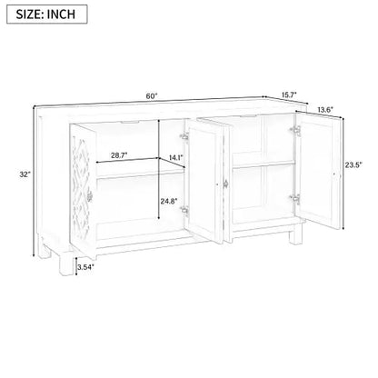 Large Storage Sideboard, 4-door Buffet Cabinet With Pull-tab Handle, Suitable For Living Room, Dining Room