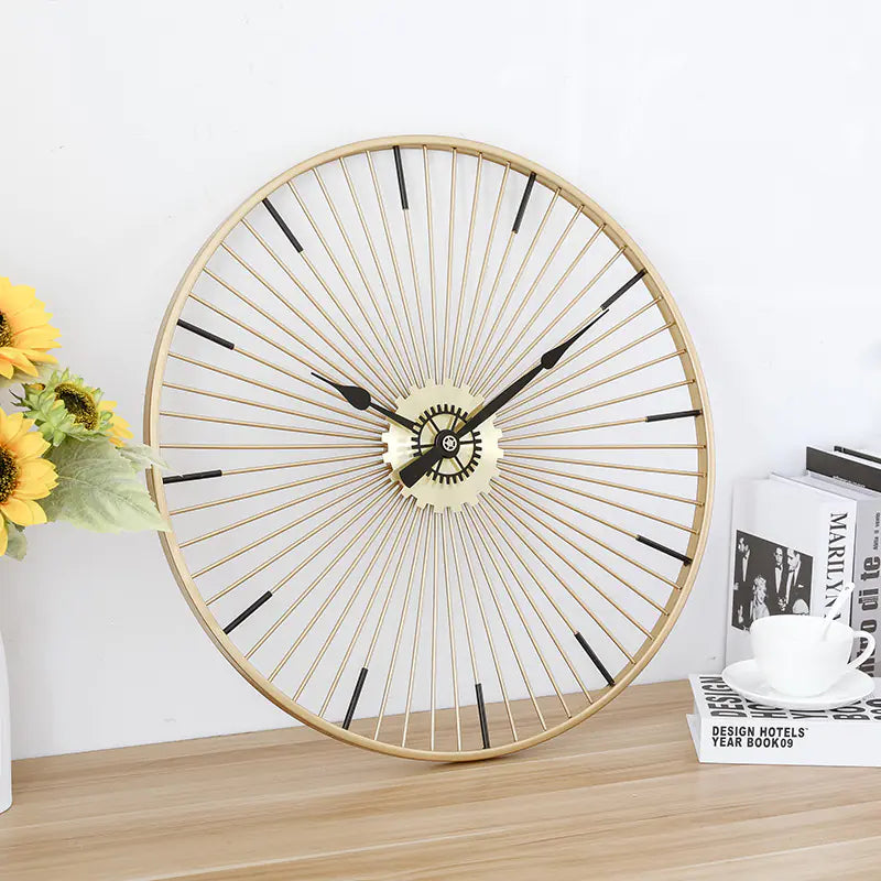 Gold Iron Art Wall Clock - Nordic Minimalist Design