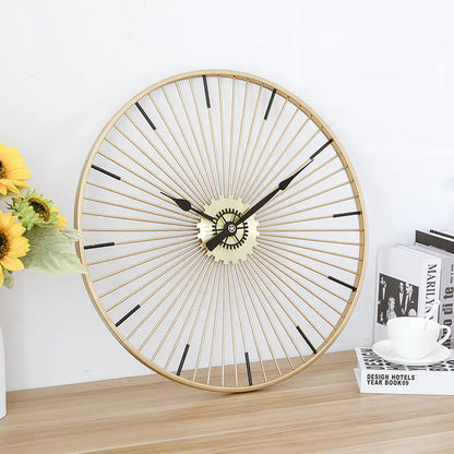 Gold Iron Art Wall Clock - Nordic Minimalist Design