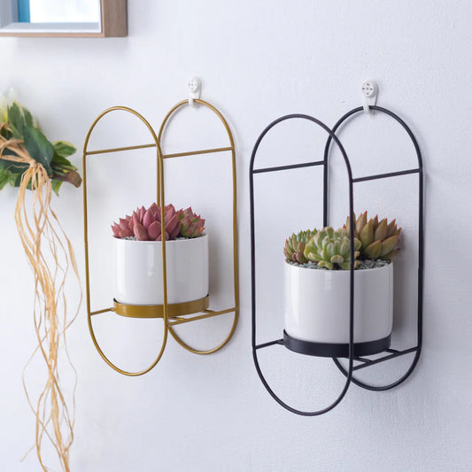 Ceramic Succulent Planter Set with Iron Stand