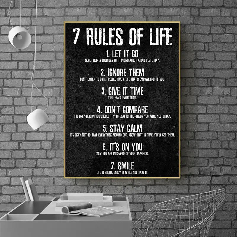 Frameless Wall Poster - 7 Rules of Life Canvas (1pc)