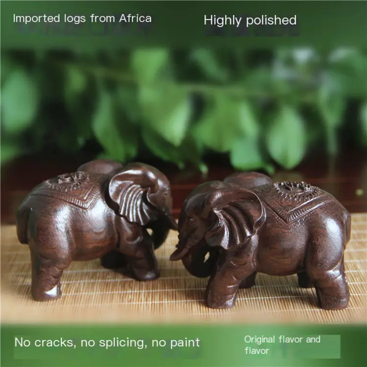 Black Sandalwood Carved Elephant Figurine (One Piece)