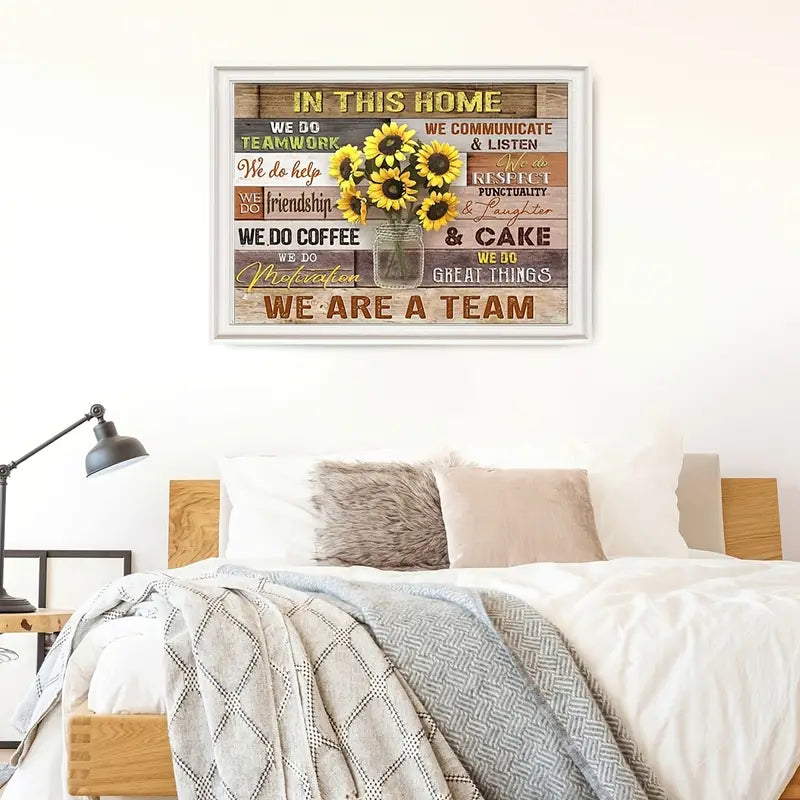 Sunflower Canvas Painting with Motivational Quotes Art
