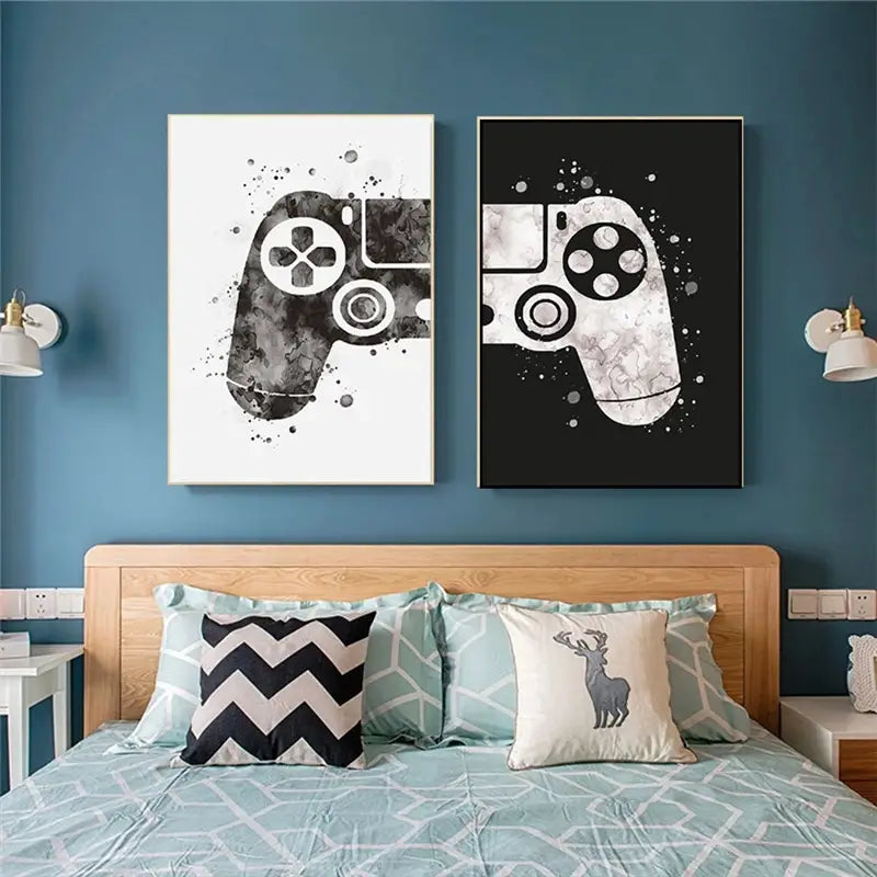 2pcs Decorative Game Room Canvas Wall Art 7.9x11.8in