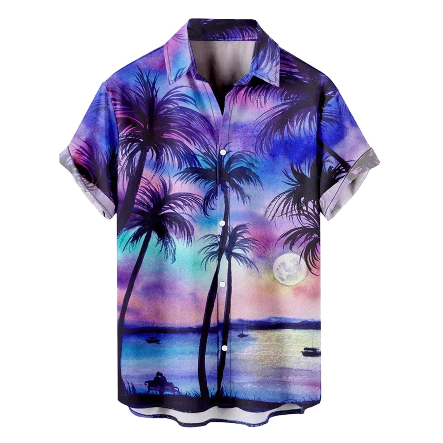 New Men's Casual Floral Shirt Hawaiian Style Short Sleeve 3D Printing