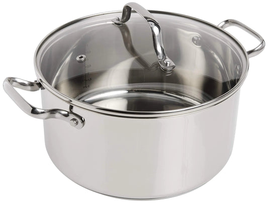 T-fal Performa Stainless Steel Stockpot 9.5 Inch Induction Oven Broiler Safe 500F Lid Safe 350F Pots and Pans Cookware Silver
