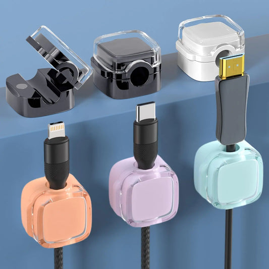 6 Pack Magnetic Cable Clips Cord Holder for Nightstand Under Desk Cable Management Smooth Adjustable Computer Accessories Adhesive Wire Organizer for Desktop Home Office Kitchen Desk Phone Car Wall