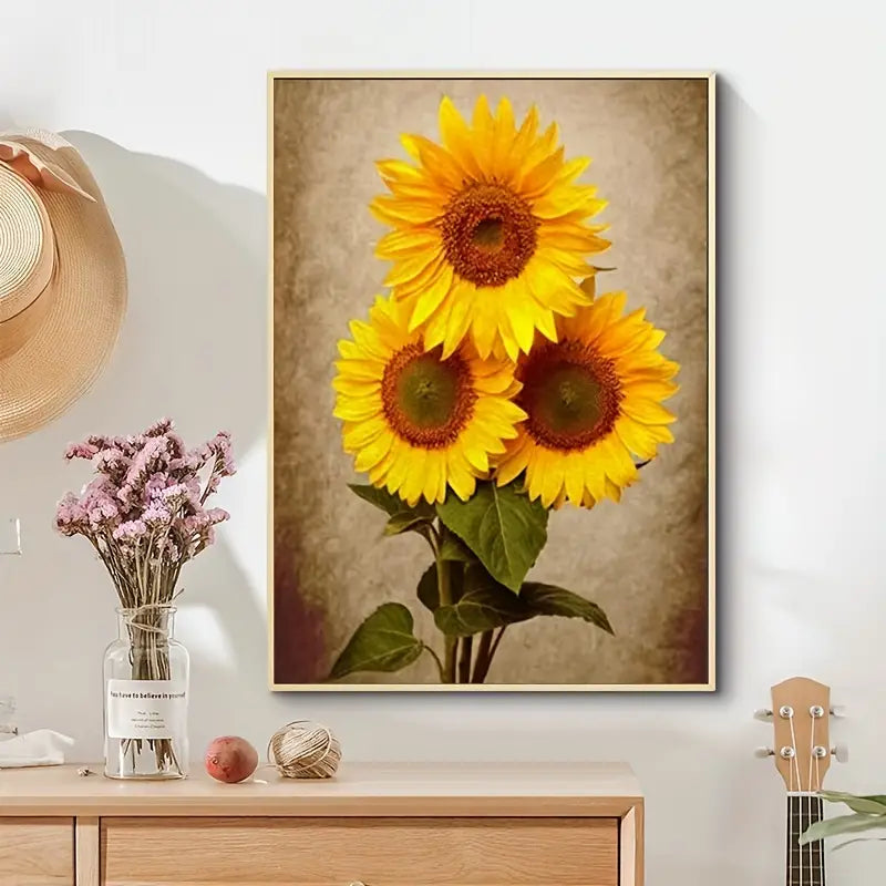 Sunflower Canvas Painting - Modern Floral Wall Art