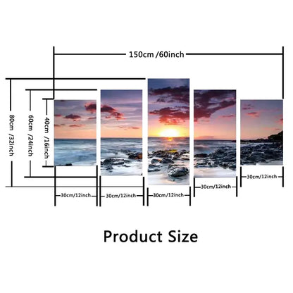 5pcs Set HD Printed Seascape Canvas Wall Art Decor