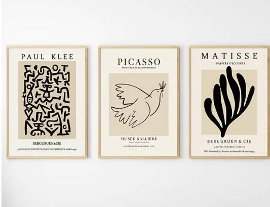 Frameless Abstract Art Prints by Matisse & Picasso (3pcs)