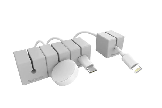 Function101 Magentic Cable Blocks (New Version) Extra Weighted & Movable Cord Holder/Cable Organizer - Flexible Silicone Blocks for Desk Home Office Nightstand (Gray 4 Pack)