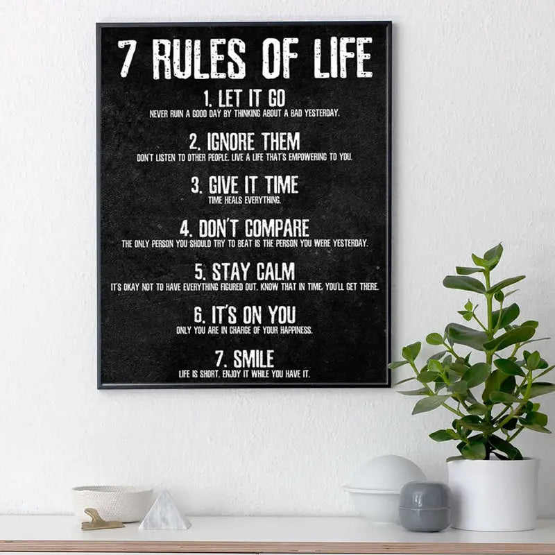 Frameless Wall Poster - 7 Rules of Life Canvas (1pc)
