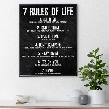 Frameless Wall Poster - 7 Rules of Life Canvas (1pc)