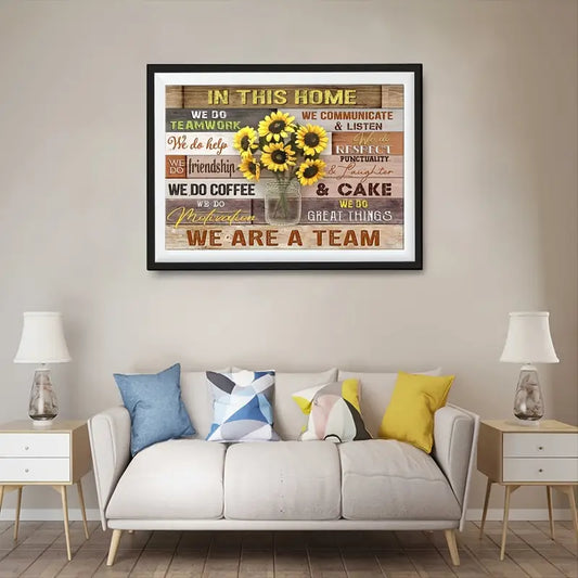 Sunflower Canvas Painting with Motivational Quotes Art