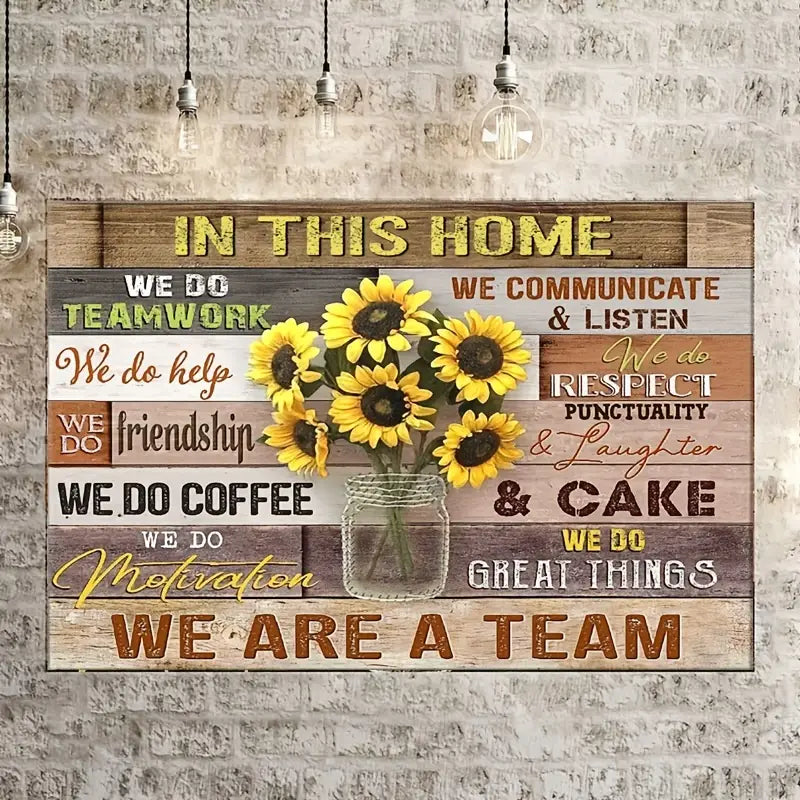 Sunflower Canvas Painting with Motivational Quotes Art