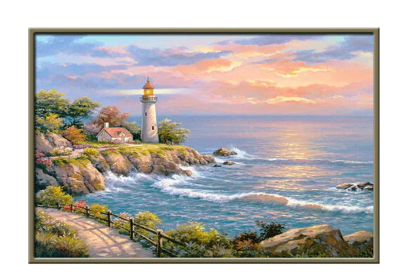 Frameless DIY Diamond Painting Seaside Landscape Art