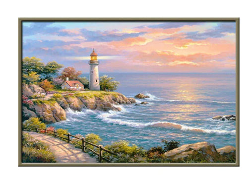 Frameless DIY Diamond Painting Seaside Landscape Art